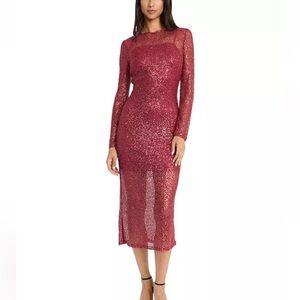 NWT - Donna Morgan - Alexandra Sheer Sheath Dress - Red (US 10)